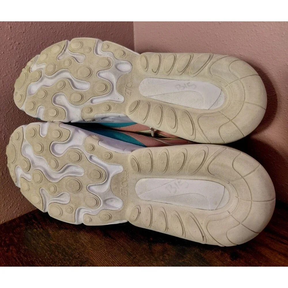 Nike Air Max 270 React White Teal Women's Size 9.5 CW7015-100 Sneakers